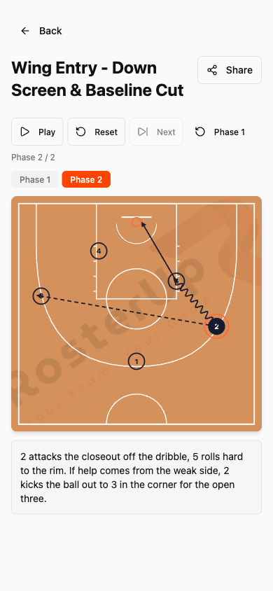 RosterUp tactical play opened on a player's phone